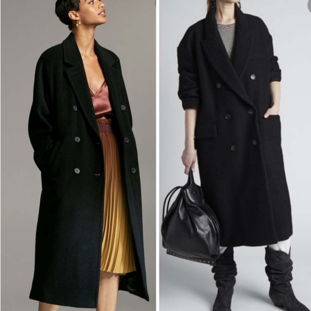 MaxMara Icon 100% Virgin Wool Long Coat Black Size 10